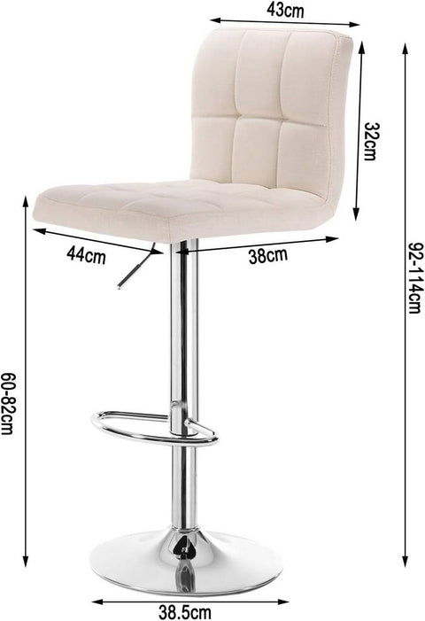 Rootz Adjustable Bar Stool - Counter Stool - Swivel Chair - Ergonomic Design - High Durability - Floor Protection - 92cm-114cm x 60cm-82cm