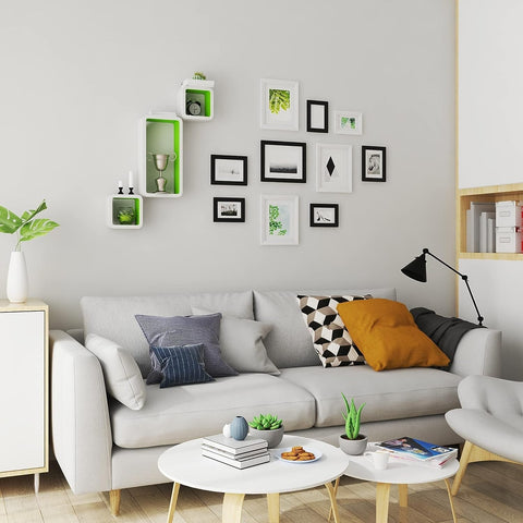 Rootz Floating Wall Shelves Set - Cube Shelves - Wall Mounted Shelves - High-Quality MDF - Space-Saving - Versatile - 42.5x21.5x10cm & 17.5x17.5x10cm