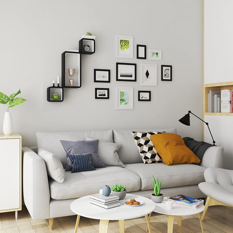 Rootz 3 Piece Cube Wall Shelves Set - Floating Shelves - Hanging Shelves - MDF - Moisture-Resistant - 42.5x21.5x10cm & 17.5x17.5x10cm - White