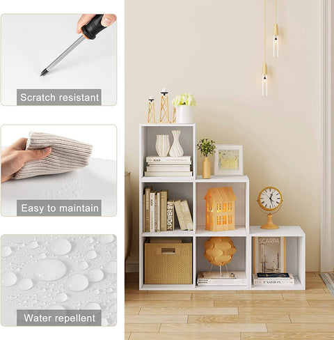 Rootz White Bookcase - Storage Shelf - Display Cabinet - Flexible Configuration - Superior Durability - Easy Assembly - 90cm x 90cm x 30cm