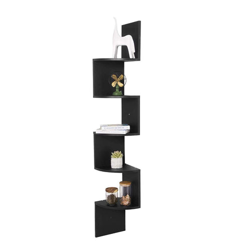 Rootz 5-Tier Corner Shelf Unit - Floating Shelf - Bookcase - Spacious Storage - 25cm x 156cm x 25cm - Made from MDF (E1) - PVC Veneer