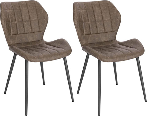 Rootz Dining Room Chairs Set of 2 - Upholstered Chairs - Faux Leather Seats - Comfortable, Durable, Ergonomic Design - Metal Legs - 47cm x 79.5cm x 54cm