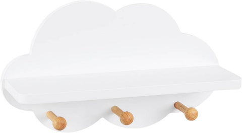 Rootz Cloud Shape Children's Wall Shelf - White Floating Shelf - Kids Room Organizer - E1 MDF Material - 36cm x 12cm x 20.5cm