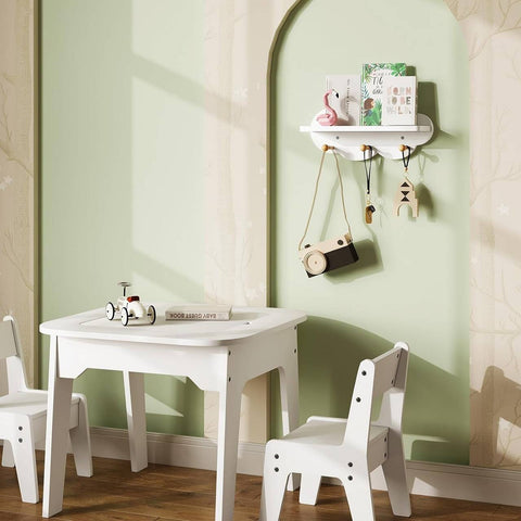 Rootz Cloud Shape Children's Wall Shelf - White Floating Shelf - Kids Room Organizer - E1 MDF Material - 36cm x 12cm x 20.5cm