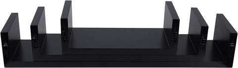 Rootz U-Shaped Wall Shelf Set - Rustic Floating Shelves - Wall Mounted Decor - Space Saving - Durable MDF - 60.3cm x 15cm x 10.5cm