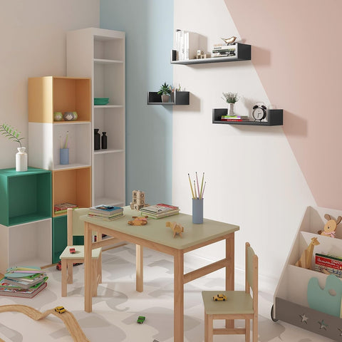 Rootz U-Shaped Wall Shelf Set - Rustic Floating Shelves - Wall Mounted Decor - Space Saving - Durable MDF - 60.3cm x 15cm x 10.5cm