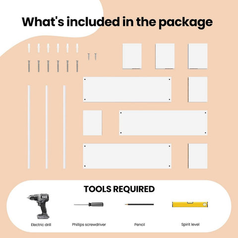 Rootz Cube Shelf Set (3 Part) - Wall Shelves - Floating Shelves - MDF Board - 40cm x 12cm x 10cm - White - Space-Saving Storage Solution