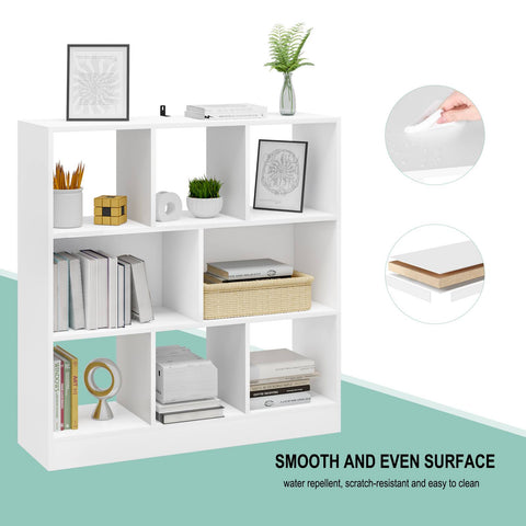 Rootz White Multi-Layer Bookcase - Storage Organizer - Display Shelf - Durable & Water-Resistant - Spacious & Safe - Versatile Design - 97.5cm x 100cm x 30cm