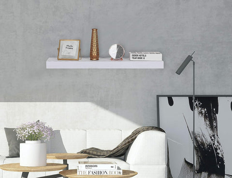 Rootz Wall Shelf - Wall Mounted Shelf - Floating Shelf - MDF Floating Shelf with Drawer - White - 40cm x 25cm x 5cm - Additional Storage