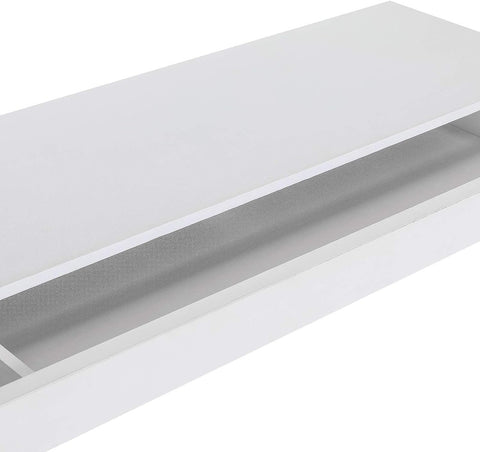 Rootz Wall Shelf - Wall Mounted Shelf - Floating Shelf - MDF Floating Shelf with Drawer - White - 40cm x 25cm x 5cm - Additional Storage