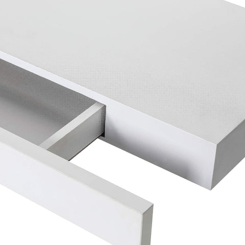 Rootz Wall Shelf - Wall Mounted Shelf - Floating Shelf - MDF Floating Shelf with Drawer - White - 40cm x 25cm x 5cm - Additional Storage