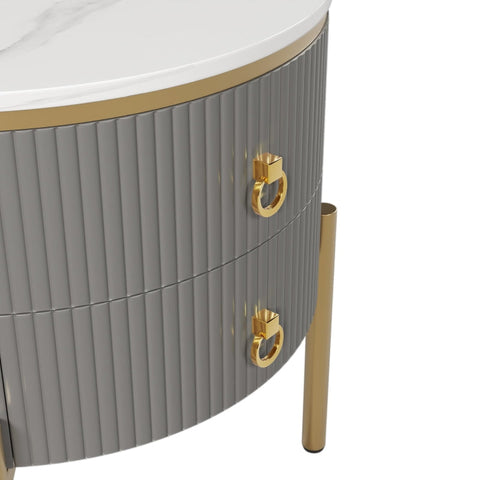 Rootz Marble Side Table - Coffee Table - Luxury End Table - Convenient Storage - 50L x 50W x 51H cm