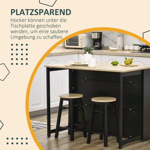 Rootz 3 Piece Bar Set - Home Bar Furniture - Space-Saving Bar Table - Modern Design - Ample Storage - 116L x 79.5W x 89.5H cm - MDF Material