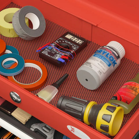 Rootz Tool Box - Tool Trolley - Including Lock - 2 Keys - Steel - Garages - Workshops - Warehouses - Red -45 cm x 24.5 cm x 32.5 cm