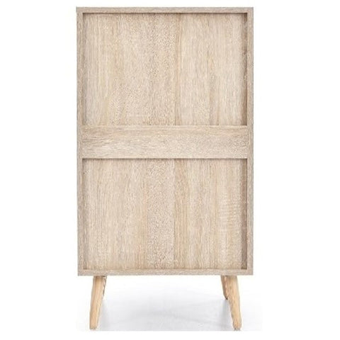 Rootz Oak Effect 3 Drawer Chest - Rattan Dresser - Bedroom Storage - Durable Design - 79.5H x 48.6W x 48.5D cm