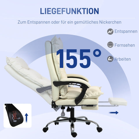 Rootz Ergonomic Office Chair - Computer Chair - Swivel Chair - Faux Leather - Adjustable Height - Beige - 66cm x 72cm x 130cm