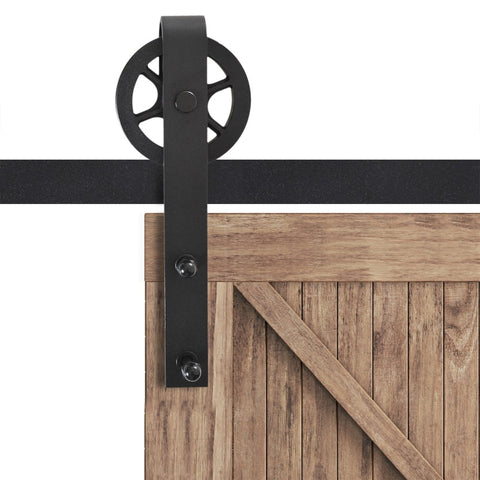 Rootz Sliding Barn Door Kit - Carbon Steel - Rustic Style - For Wooden & Concrete Walls - 200cm x 4cm x 0.6cm