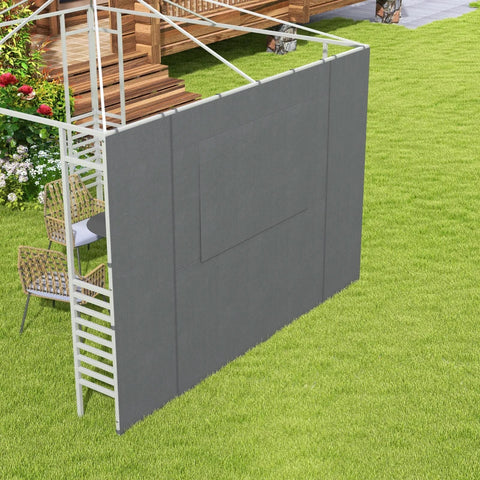 Rootz Gazebo Wall Frame - Pavilion Side Wall - Party Tent - Weather Resistant - Protects Sunburn - Hooks - Polyester - Nylon Fabric - Dark Gray - 300cm x 200cm