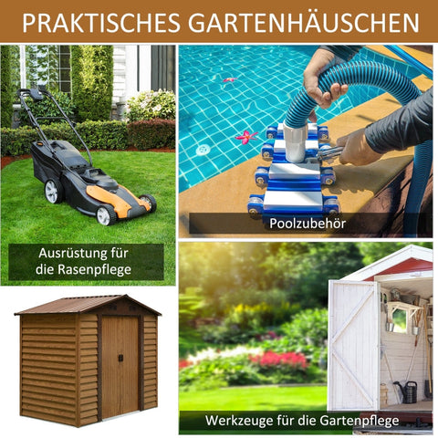 Rootz Steel Tool Shed - Lockable Double Door - Garden Storage - Durable Construction - Optimal Ventilation - 1.96 x 2.36 x 2.08 m