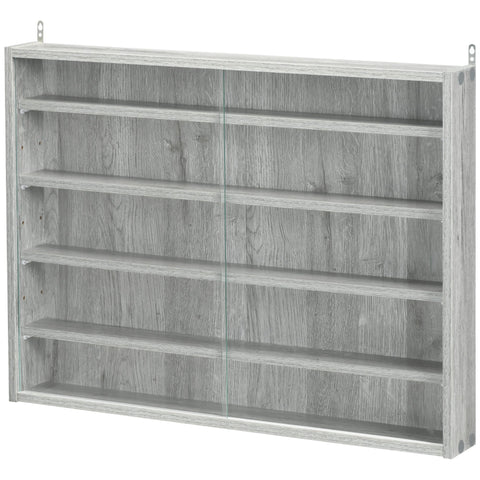 Rootz Wall Showcase for Collectibles - Display Cabinet - Glass Door Shelving - Adjustable Shelves - 80x9.5x60 cm - Durable Storage Solution