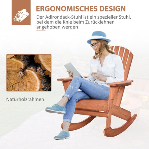 Rootz Adirondack Garden Rocking Chair - Outdoor Rocker - Patio Rocking Chair - Ultimate Comfort - Weather-Resistant - Easy Maintenance - 77cm x 94cm x 97cm - Fir Wood