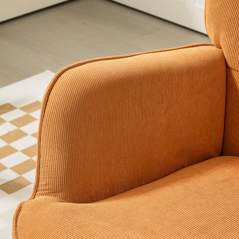 Rootz Accent Chair with Stool - Relaxation Chair - Lounge Armchair - Ergonomic Comfort - 72cm x 80cm x 101cm - Corduroy Look - Brown
