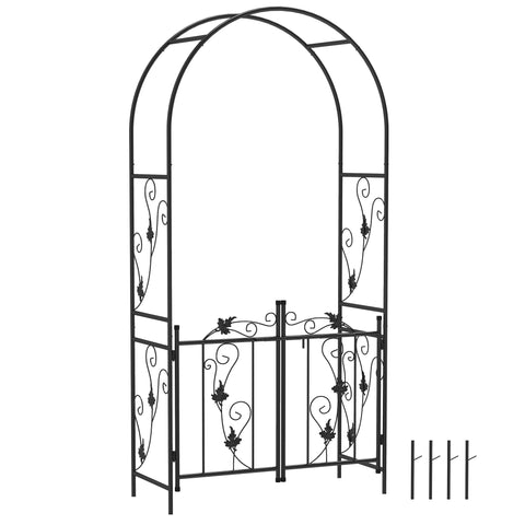 Rootz Garden Arch Steel Rose Arch - Decorative Arches - Ceremony Decor - Privacy with Double Gate - 107 x 45 x 217 cm