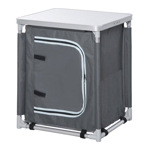 Rootz Camping Kitchen Cabinet - Foldable Cook Station - Portable Camping Table - Easy Transport - 60cm x 49cm x 70cm