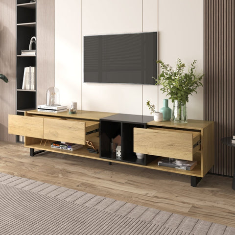 Rootz TV Cabinet - Media Console - Entertainment Unit - Spacious Storage - 200L x 40W x 50H cm