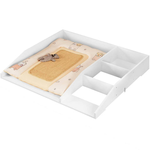Rootz Diaper Attachment - Changing Table Insert - Nursery Drawer Topper - Safety Edges - 80x13.5x74.5 cm - White, Brown