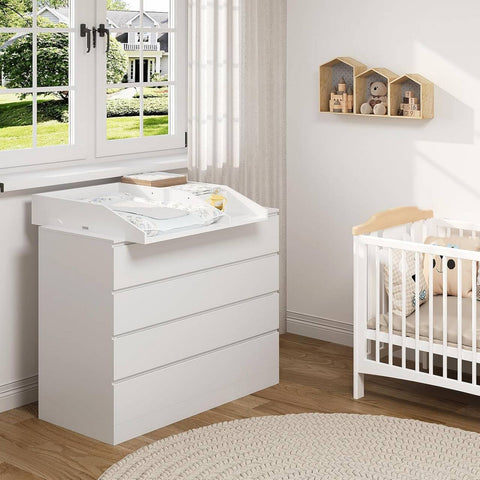 Rootz Diaper Attachment - Changing Table Insert - Nursery Drawer Topper - Safety Edges - 80x13.5x74.5 cm - White, Brown