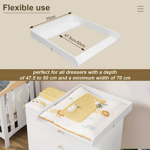 Rootz Diaper Attachment - Changing Table Converter - Baby Changing Station - Safe & Durable - 70x10x80 cm - White