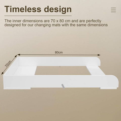 Rootz Diaper Attachment - Changing Table Converter - Baby Changing Station - Safe & Durable - 70x10x80 cm - White