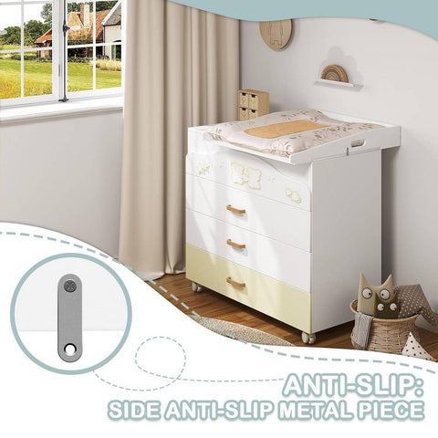 Rootz Changing Mat Attachment - Baby Changer - Diaper Changing Pad - MDF - Safe Material - 70cm x 75cm x 10cm