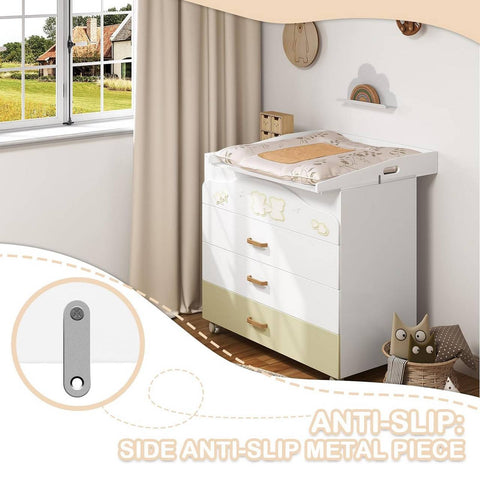 Rootz Changing Mat Attachment - Baby Diaper Changer - Diaper Changing Station - 80cm x 75cm x 10cm - Safe Material - Easy Assembly