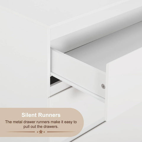 Rootz Changing Table - Baby Changing Station - Diaper Organizer - 110cm x 75cm x 109.2cm - Lumbar Support - 4 Drawers - White Wood