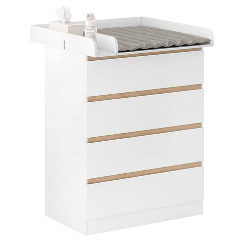 Rootz Changing Table with 4 Drawers - Baby Dresser - Nursery Furniture - Chipboard and MDF - 80cm x 109.2cm x 75cm
