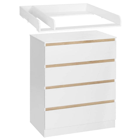 Rootz Changing Table with 4 Drawers - Baby Dresser - Nursery Furniture - Chipboard and MDF - 80cm x 109.2cm x 75cm