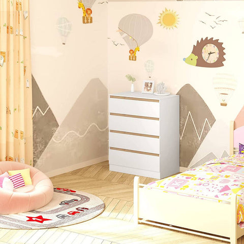 Rootz Changing Table with 4 Drawers - Baby Dresser - Nursery Furniture - Chipboard and MDF - 80cm x 109.2cm x 75cm