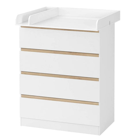 Rootz Changing Table with 4 Drawers - Baby Dresser - Nursery Furniture - Chipboard and MDF - 80cm x 109.2cm x 75cm