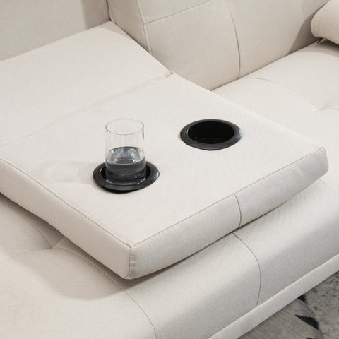 Rootz 3-Seater Sofa Bed - Convertible Couch - Sleeper Sofa - Adjustable Backrest - Practical Side Table - 181cm x 77cm x 78cm - Linen Fabric