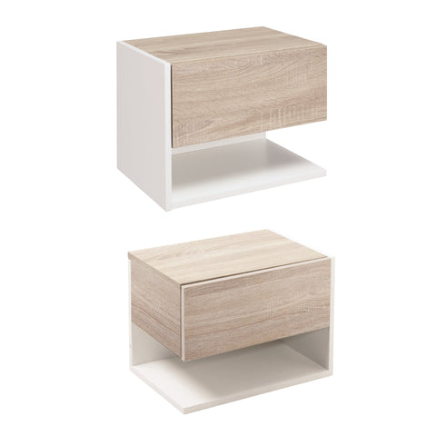 Rootz 2-Piece Wall Bedside Tables - Night Dresser - Side Table - Space Saving - 46 x 30 x 30 cm
