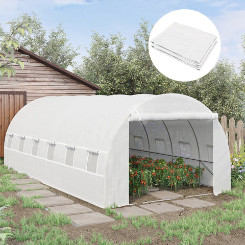 Rootz Greenhouse Replacement Film - Garden Cover - Plant Shelter - Tear-Resistant - 600cm x 300cm x 200cm - 12 Windows & Door