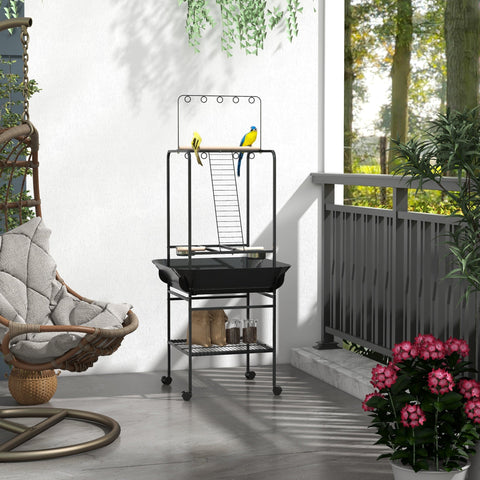 Rootz Bird Playground on Wheels - Avian Activity Center - Parrot Playstand - Portable Fun - 62.5cm x 62.5cm x 155cm