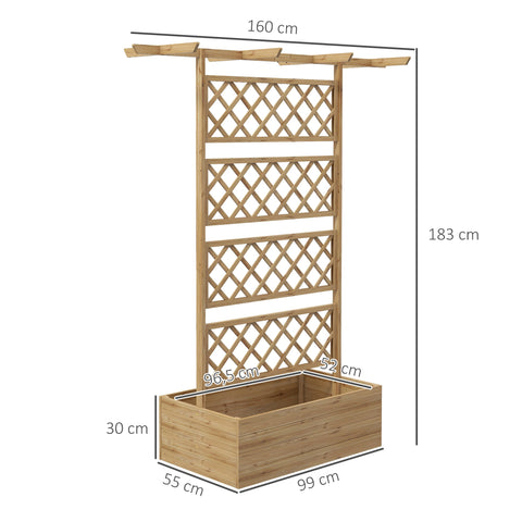 Rootz Plant Box with Trellis - Climbing Plant Box - Raised Balcony Bed - Strong Fir Wood - 160cm x 55cm x 183cm