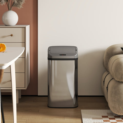 Rootz Sensor Waste Bin - Automatic Trash Can - Touchless Garbage Bin - Stainless Steel - 48L Capacity - 33cm x 25cm x 69cm