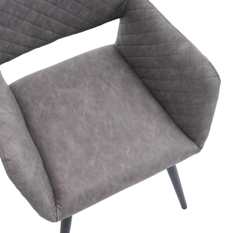 Rootz 2 Piece Set Makeup Chairs - Beauty Chairs - Comfort Seating - Ergonomic Support - 58cm x 56cm x 80cm - Cement Gray Faux Leather