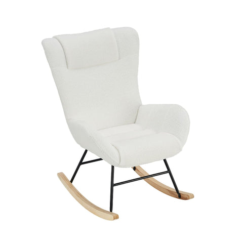 Rootz Elegant Teddy Velvet Rocking Chair - Leisure Chair - Relaxing Chair - Optimal Comfort - 67.5L x 93W x 93H cm