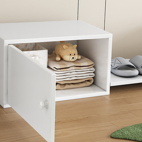 Rootz Shoe Cabinet - Shoe Changing Bench - Storage Bench - High-Quality Materials - 189×40×34.5 cm - Durable & Stylish White Finish