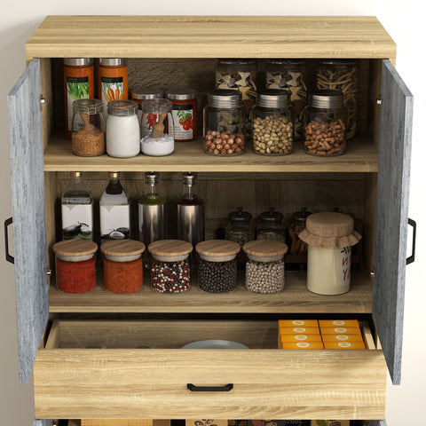 Rootz Kitchen Cabinet Buffet - Storage Cabinet - Kitchen Hutch - Adjustable Shelves - 80cm x 40cm x 152.5cm